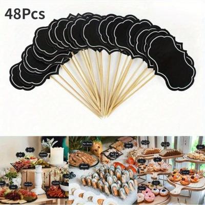 48Pcs Mini Blackboard Paperboard Message Slate Business Card Holder Memo Label Brand Number Table Price for Home Restaurant Party