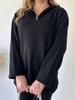 Women's Beige Knit Set with Half-Zip Top and Wide-Leg Pants, Split Hem Detail, Casual Elegant Outfit