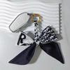 Luxury Blue Silk Scarf Bow Handbag and Car Keychain Pendant with D Letter