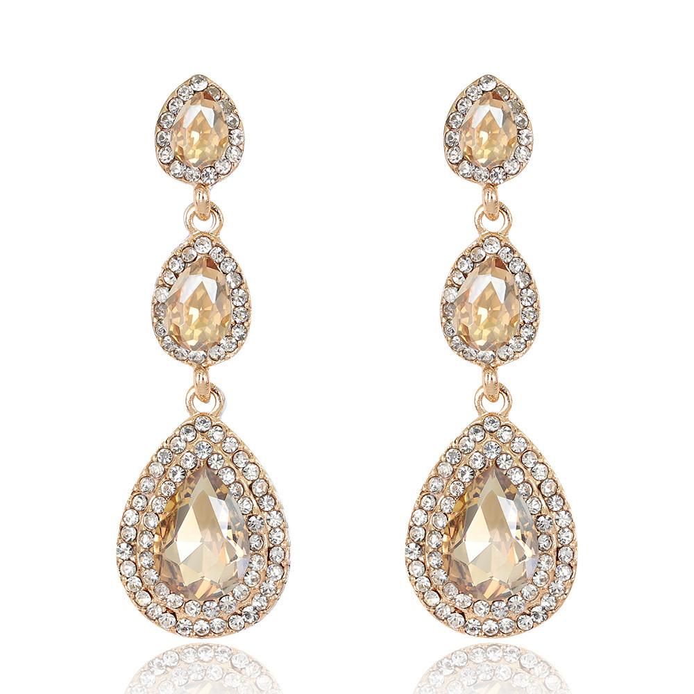 Elegant Crystal Flower Drop Earrings For Bridal Wedding Party Jewelry