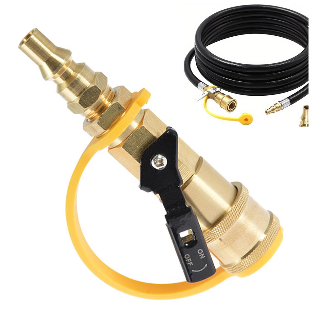 Propangas-Umrüstadapter aus Messing mit Schaltventil, einfach zu bedienen und auslaufsicher, kompatibel mit verschiedenen Propangasflaschen.