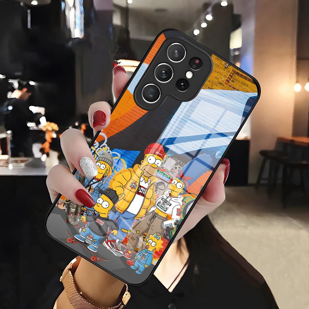 

Смешной чехол для телефона S-Simpsons для Samsung S26 S25 Edge Ultra 24 23 22 21 Ultra Plus Fe A55 56 15 4G 5G Стеклянная крышка Galaxy S24 Ultra