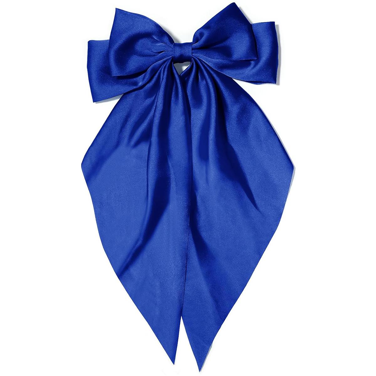 

Women s pink bow hair clip, large white satin bow, long tail alligator clip, big hair bow girl suitable for birthday wedding dan