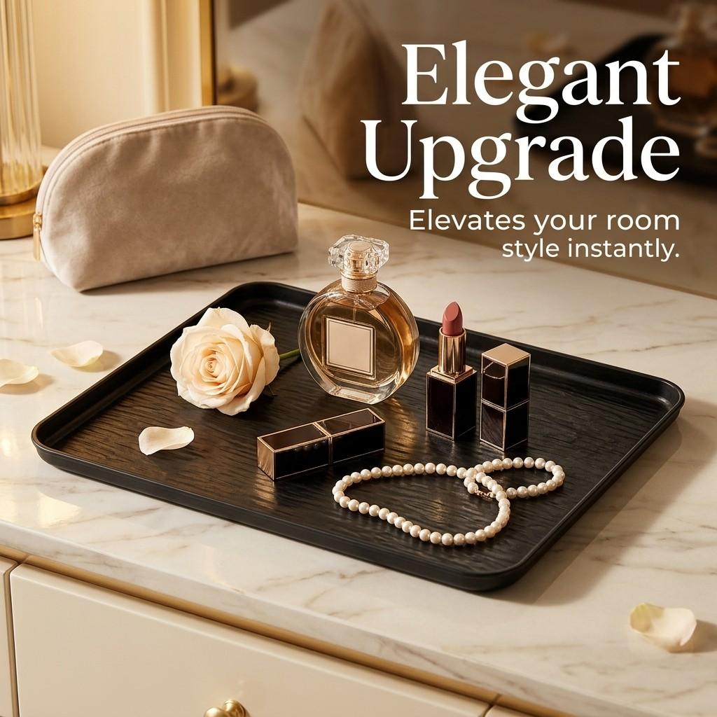 Rectangular Plastic Vanity Tray Bathroom Organizer Perfume Tray Stackable Makeup Organizer Cosmetic Storage Box Desk Accessories
