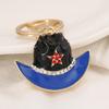Keychain Pendant Sparkling Rhinestones Five-Pointed Star Pattern Western Style Cowboy Hat Design Key Chain with Lobster Clasp Backpacks Accessory