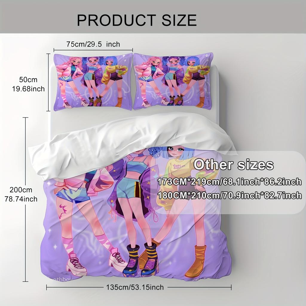 Demon Hunter Sword Kpop Adorable Pastel Girls Design Bedding Collection Ideal for Girls Adults Bedroom Decoration Kpop Rummy Sword
