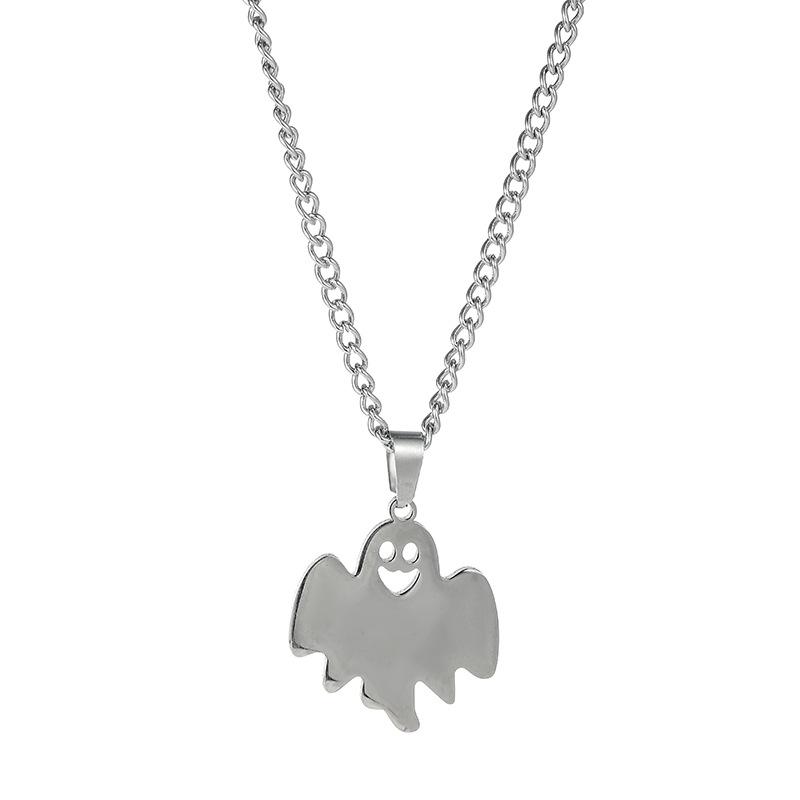 Kleiner Geister Anhänger Titanstahl Herren Halskette Modisches und Vielseitiges Halloween Accessoire