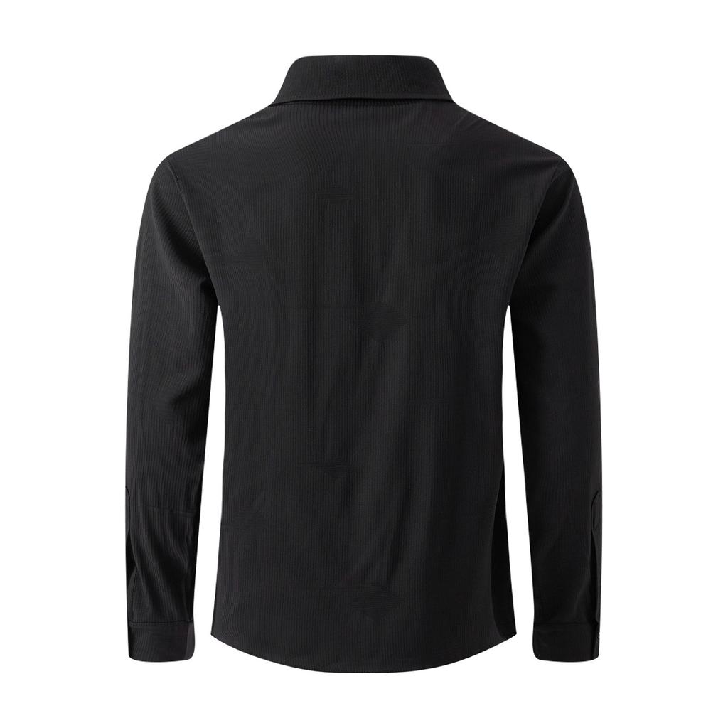 Pánská košile s klopou, jednobarevná, na knoflíky, s dlouhým rukávem, pánská ležérní pruhovaná jednořadá košile s dlouhým rukávem