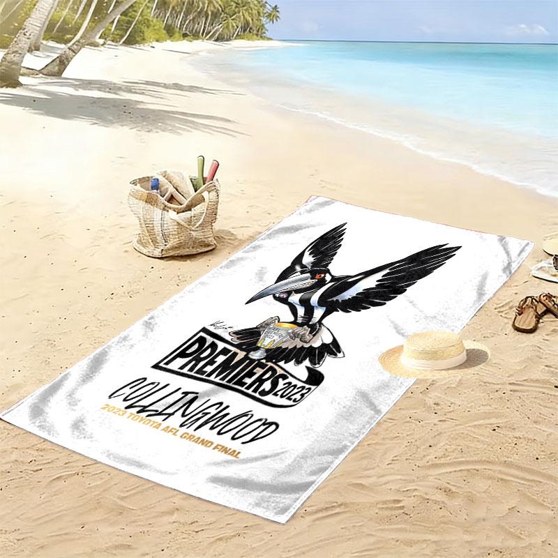 Magpies Legacy Print Beach Towel, Large Soft Quick Dry Towel for Beach Camping Swimming