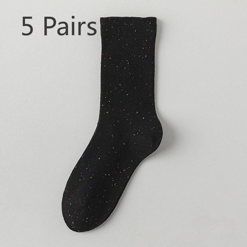 5 Pairs Dot Yarn Socks Candy Coloured Mid-length Boneless Pile Socks Thin Sweat-absorbing Breathable Fashion Cotton Socks