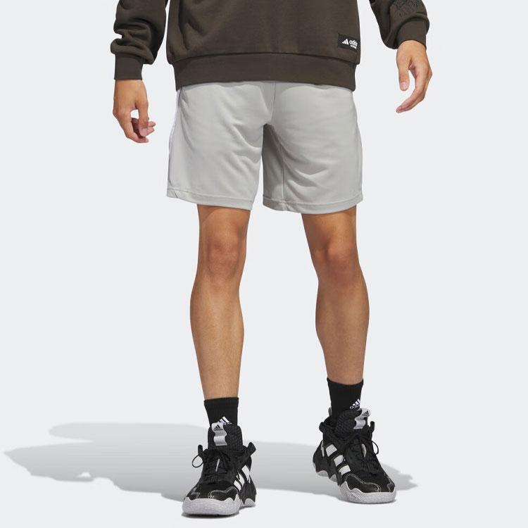 Adidas Logo Letter Print Vertical Stripe Basketball Shorts Men Shorts Metallic-Gray IC2453