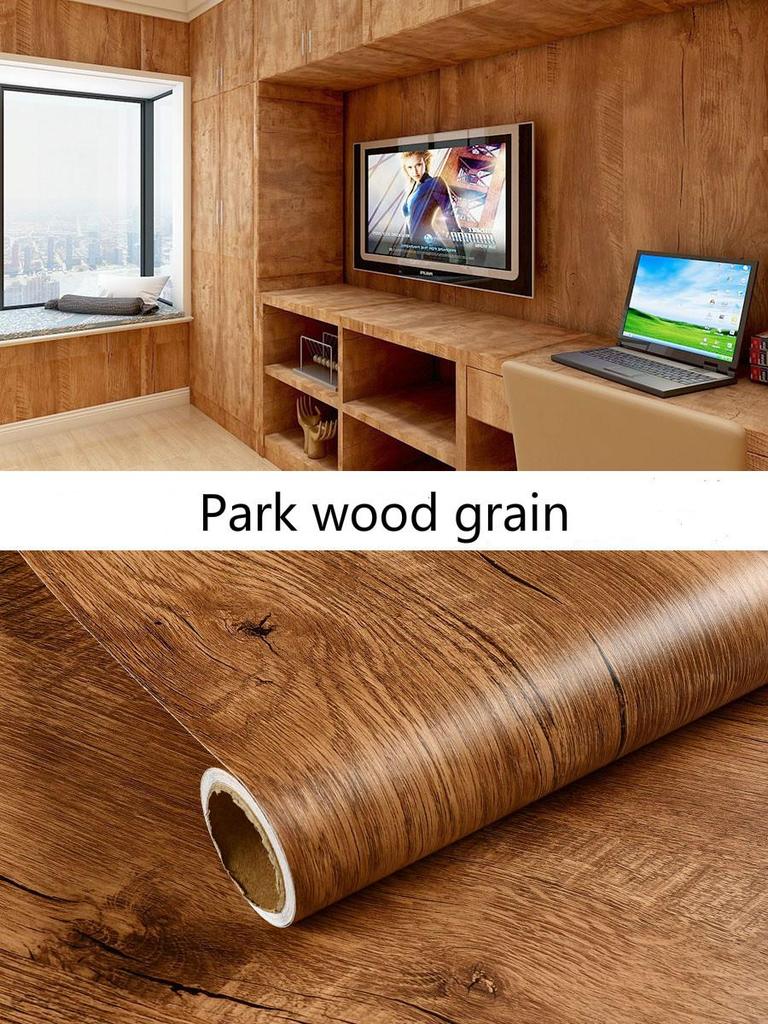 Vinyl Waterproof Wood Grain Wallpapers Self-adhesive Stickers For Kitchen Ambry Furniture Wardrobe Table Wall Papers Home Decor