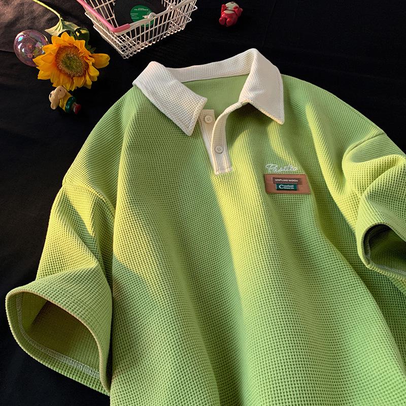 Men's Retro Trend Heavy Cotton Short-Sleeved Polo T-Shirt