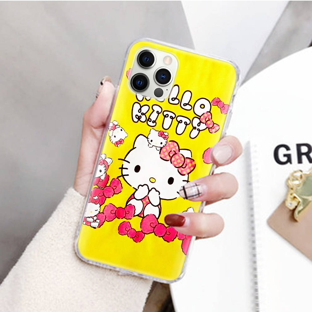 JZ3 Love Hello Kitty Transparent Case for Samsung A04 A14 A23 M33 M53 Realme 10 9 C35 C55 VIVO Y02 X80 Infinix Hot 30 Note 11 Tecno Spark 8P Pro