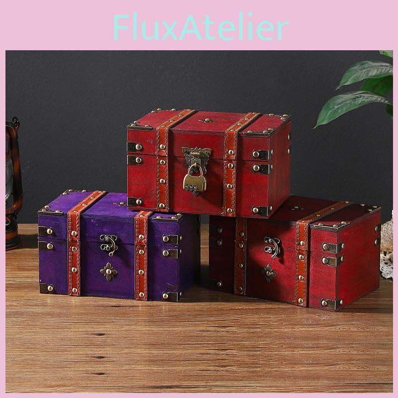 Vintage Storage Wooden Box With Lid For Desk And Shelf Decoration Organization