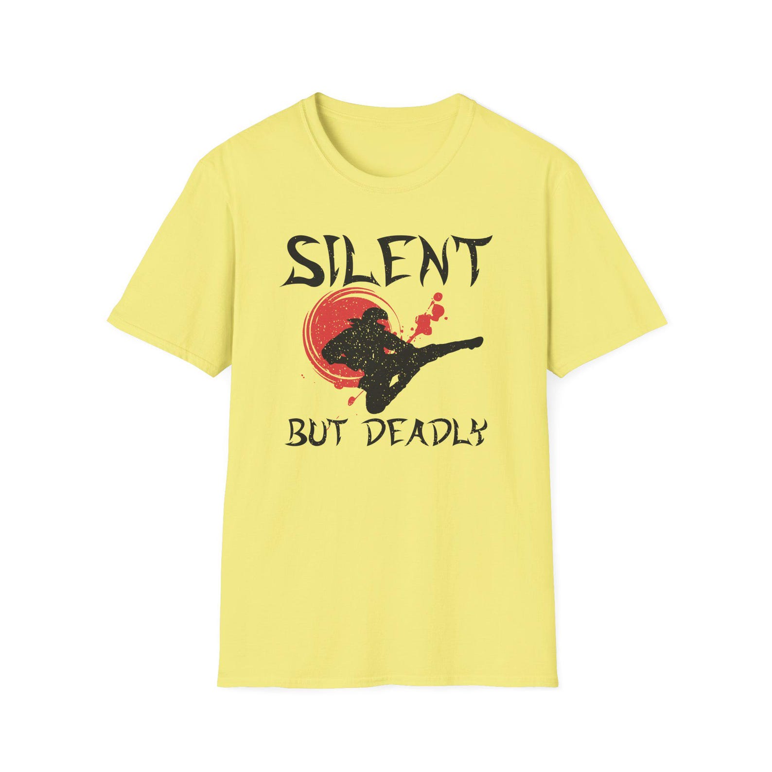 Silent But Deadly Funny Ninja Distressed-Look T-Shirt L