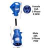 Electric Vehicle Charging Adapter Male 32A Blue 1-Phase 7KW CEE Plug To Femal 16A/32A Red 3-Phase / Blue 16A 1-phase Socket