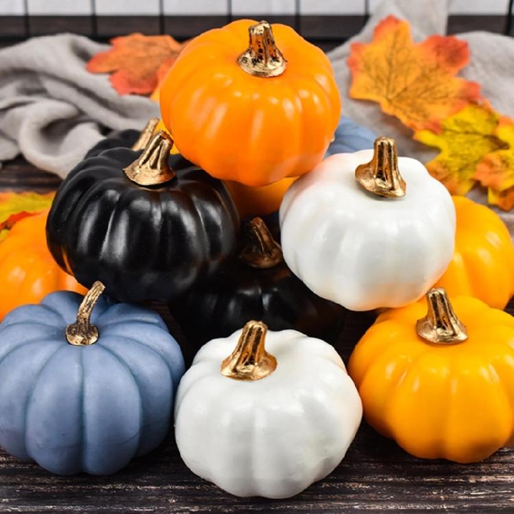 12Pcs Mini Artificial Pumpkins Fall Table Decor Fill Vases Halloween Decorations