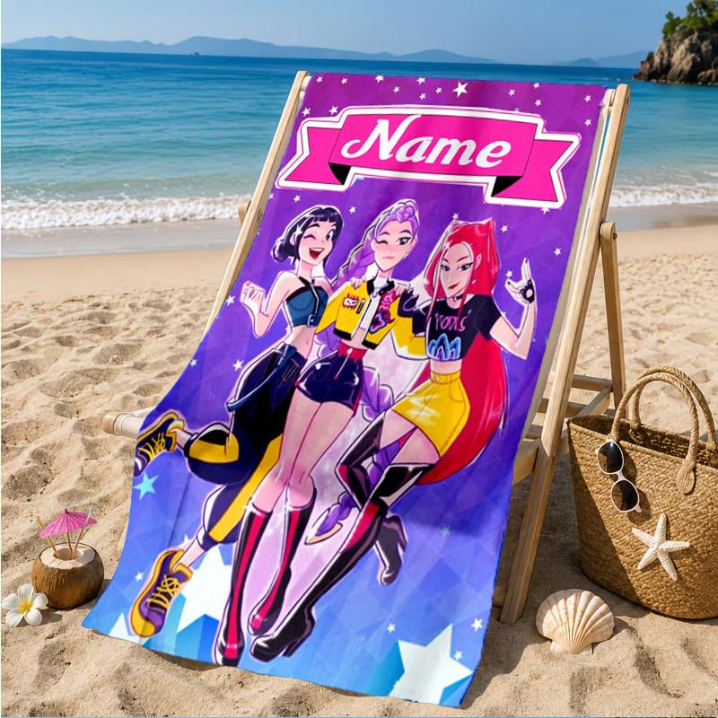 Benutzerdefinierter Name Fantasy Night Trio K-Pop Strandtuch Mikrofaser Strandtuch, Leicht und Schnelltrocknend, für Sommerreisen, Schwimmbad Geschenk