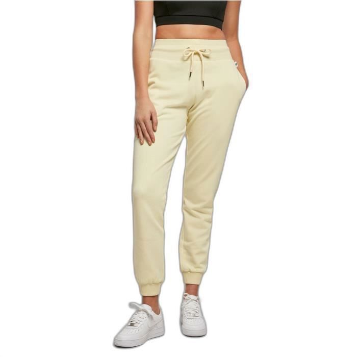 Pantalon de jogging - Urban Classics Organic - Jaune - Coton biologique - Taille haute - Femme