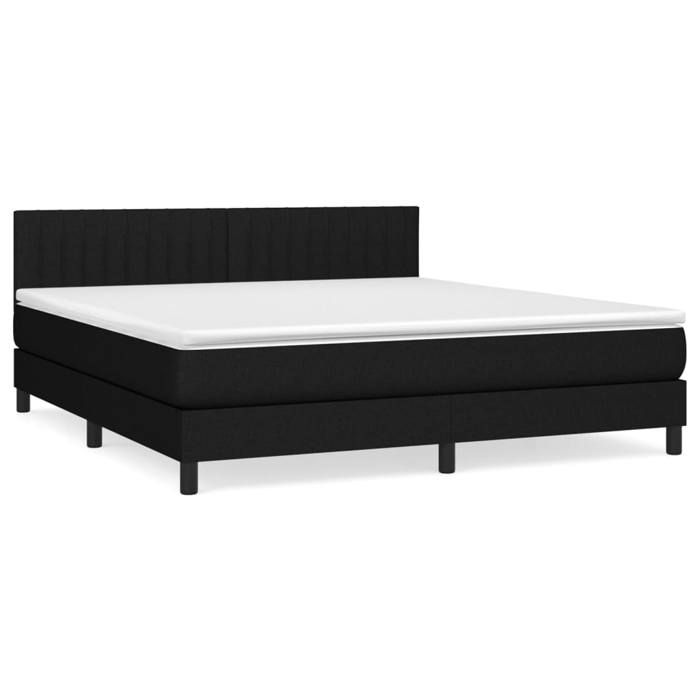 Lit avec matelas - Maison Exclusive - 160x200 cm - Tête de lit réglable - Noir - Tissu polyester