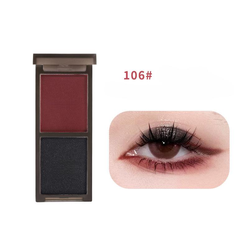 Cool Two-color Eyeshadow Palette, Pink Matte Pearlescent Sweet and Cool Makeup, Dark Lazy Eyeshadow