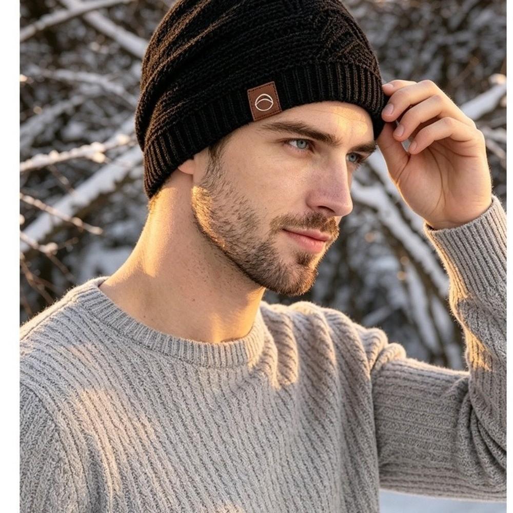 Ear Protection Warm Beanie Hat Windproof Fleece Lined Knitted Cap Fashion Knit Beanie Camping
