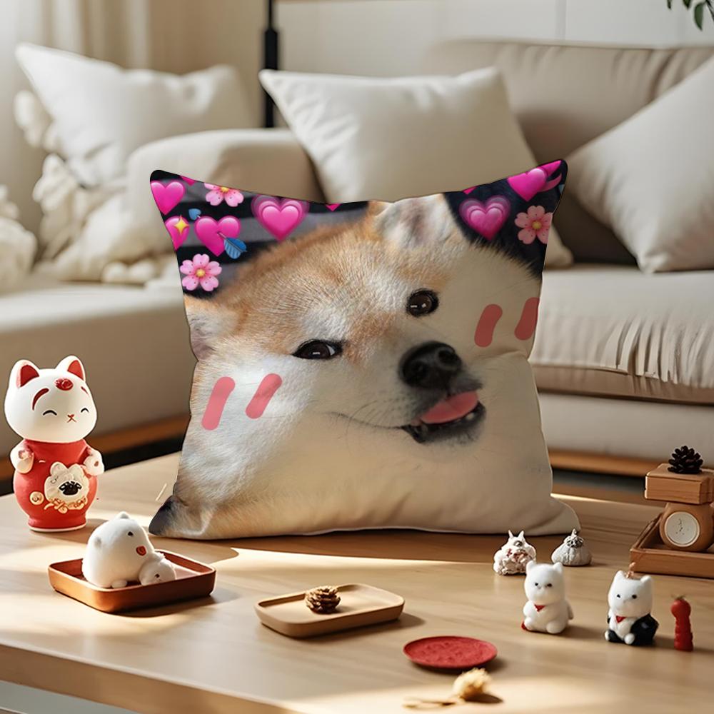 Cute Animal Dog Cat Cushion Cover Silky Short Plush with Invisible Zipper Dustproof Sofa Pillow Cover for Home Decor