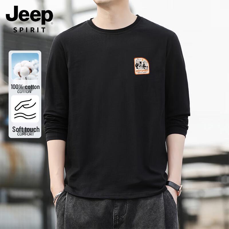 JEEP SPIRIT Men s Long Sleeve Cotton Printed T-Shirt L