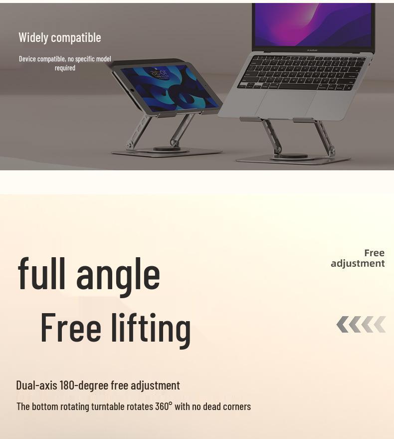 Adjustable Rotatable Metal Laptop Stand with Cooling and Height Adjustment Features
