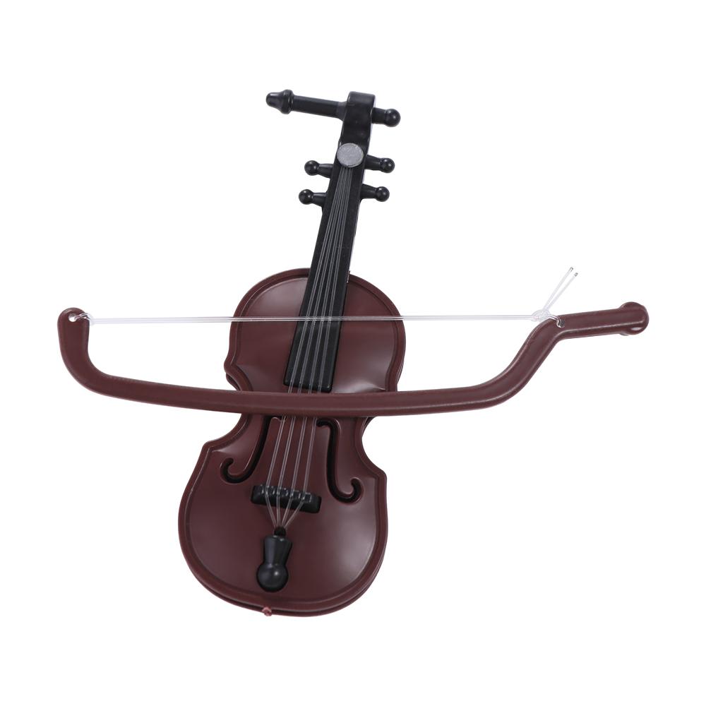 Simulation Violin Furniture Mini Violins Ornament 1/12 Plastic Violin Model Ornament Brown Miniature Violin Gift