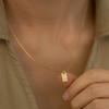 18K Gold Plated Initial Letter Square Pendant Necklace for Women Trendy Stainless Steel Box Chain Necklace Waterproof Jewelry