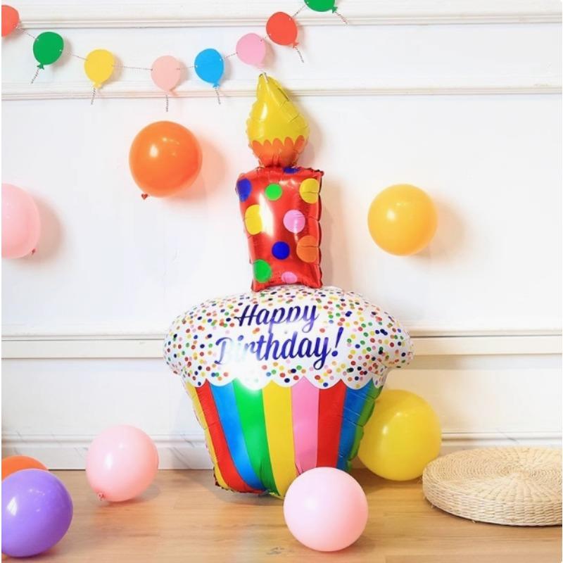 

Colorful candle striped cake balloon, a beautiful large-sized cake aluminum film balloon, suitable for birthday parties
