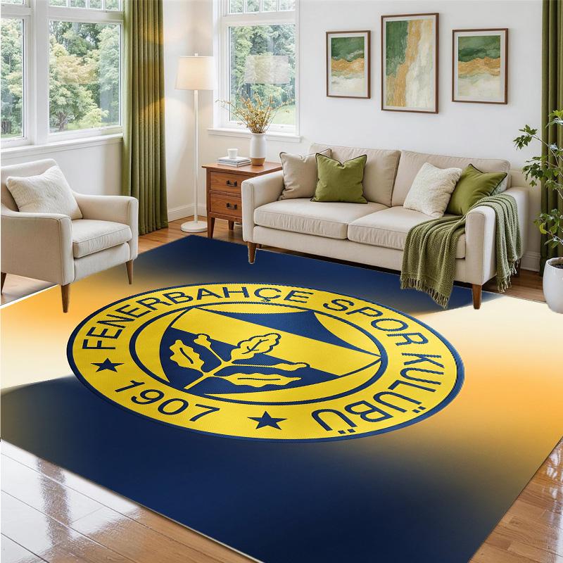 Fenerbahçe FC Design Crystal Velvet Rug Soft Decorative Mat for Bedroom Entrance
