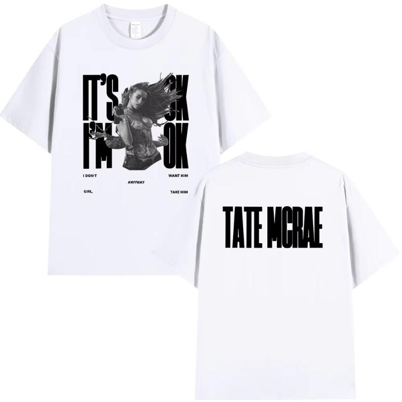 Tate McRae Its Ok Im Ok Merch T Shirt Unisexs Women Fashion Harajuku Tshirts Cotton Short Sleeve Oversized T Shirts Streetwear S