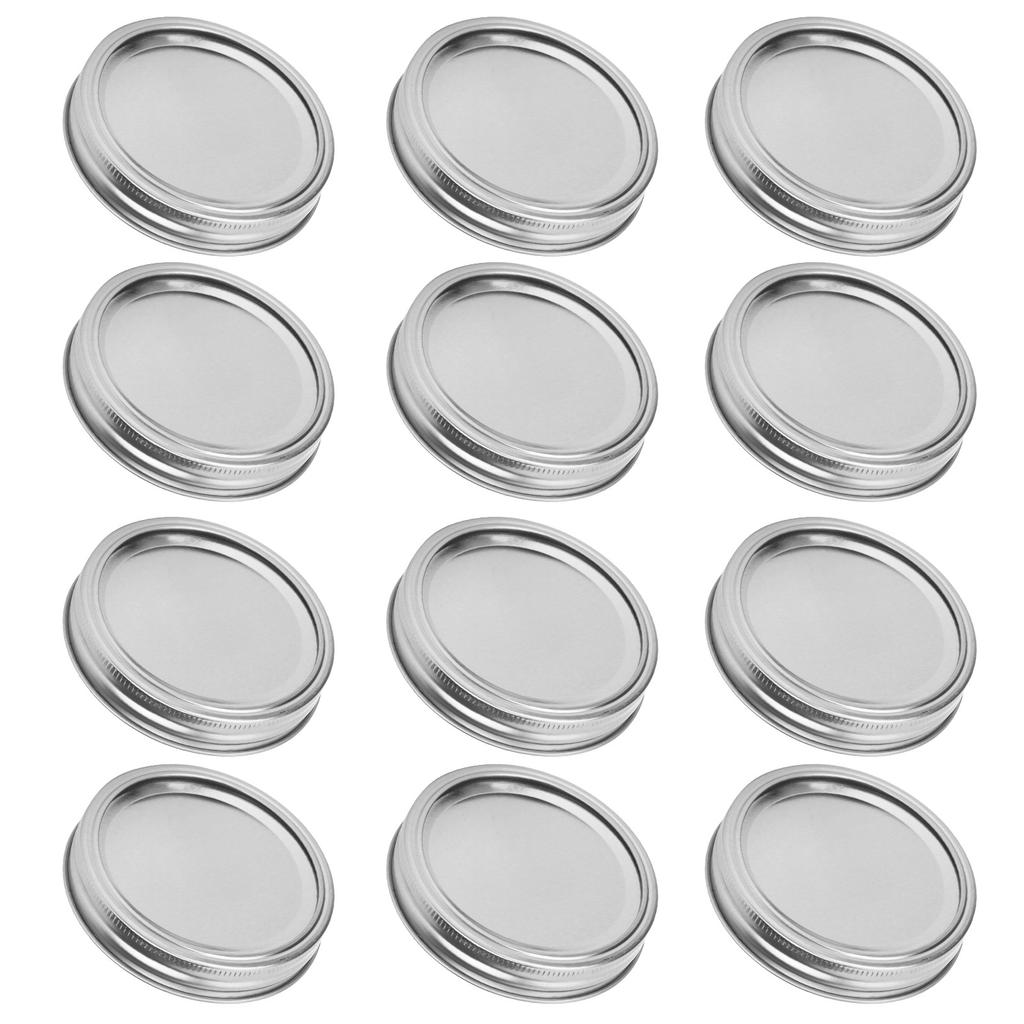12Pcs Stainless Steel Split Type Glass Jar Lids Round Leakproof Sealing Covers Kitchen