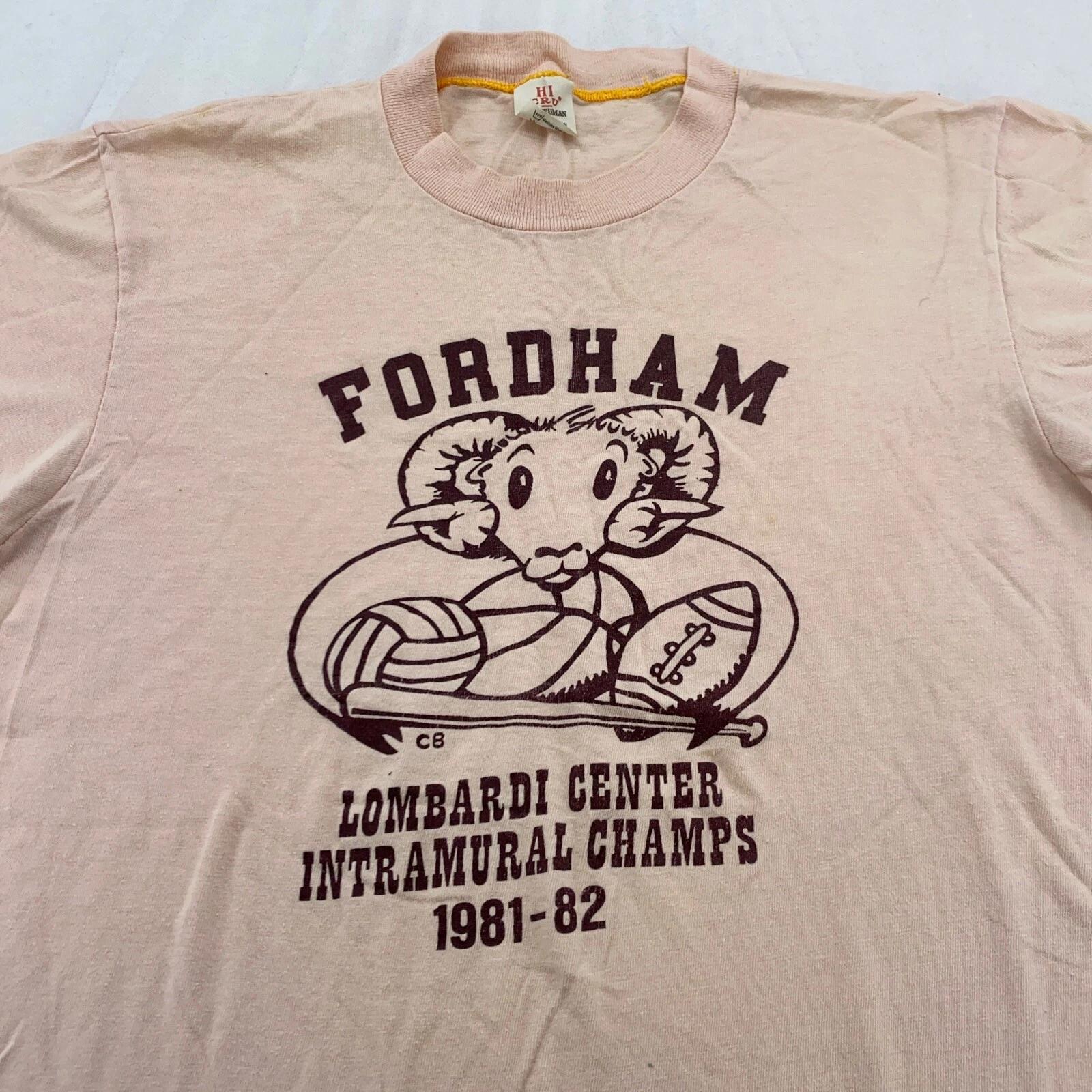 Vtg 80s FORDHAM UNIVERSITY LOMBARDI CENTER INTRAMURAL CHAMPS T-Shirt S/M 1981-82 M