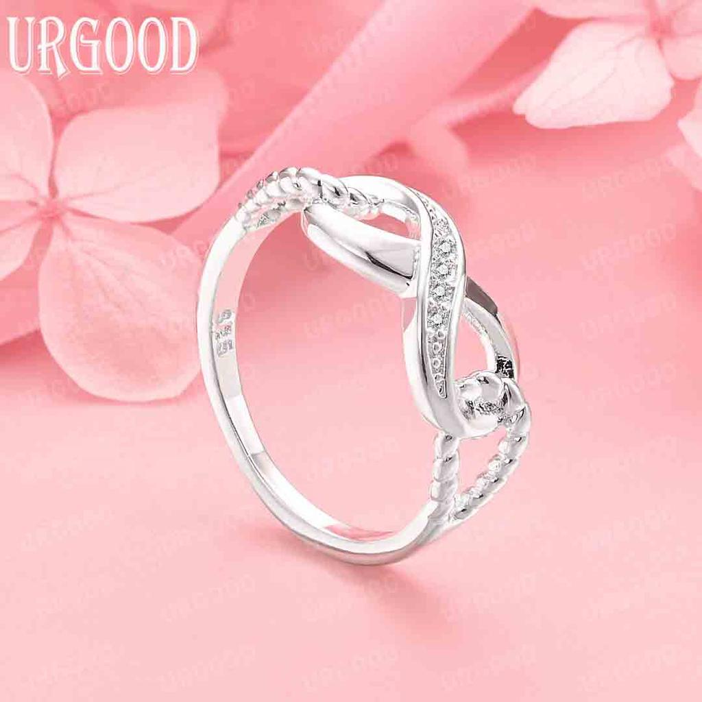 925 Sterling Silver Jewelry Eight-Shaped AAAZircon Ring