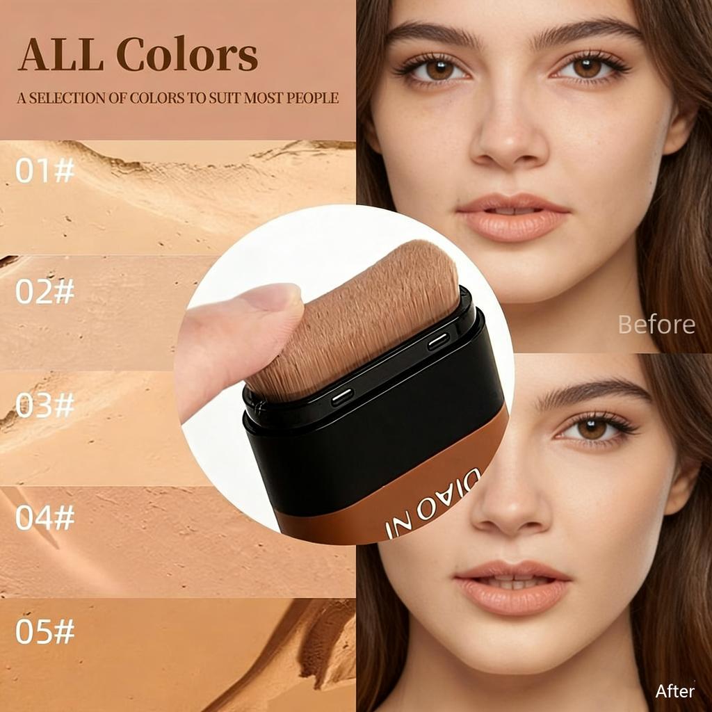 1pc Matte Foundation Stick with Brush Flawless Coverage Liquid Foundation Face Cosmetics