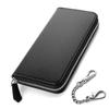 Men's Long Wallet Fashionable Contrasting Color Clutch Bag Carbon Leather Zipper