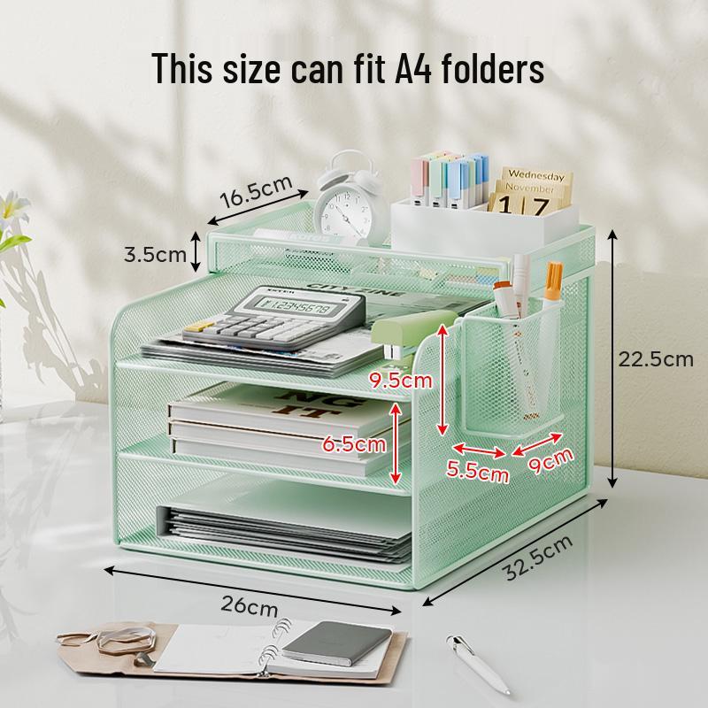 Metal Desktop File Organizer: Office Folder Storage & Bookend Rack