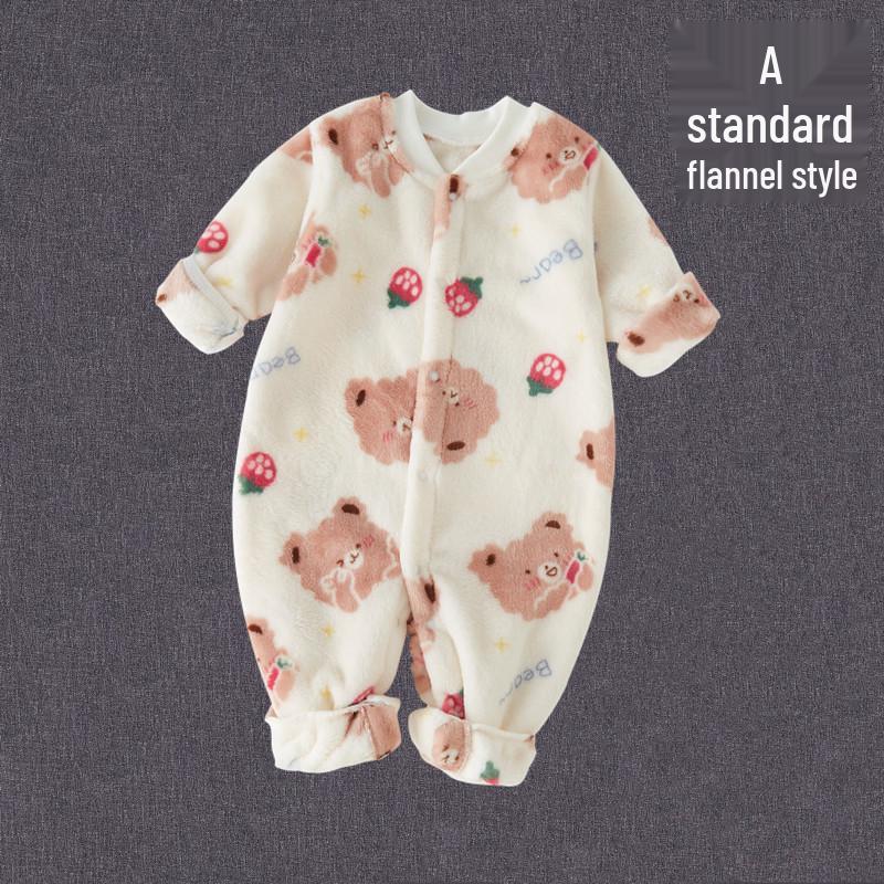 Coral Fleece Flannel Romper: Thick Velvet Homewear for Babies - Autumn/Winter