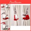 Creative Christmas Santa Plush Doll Window Curtain Tiebacks With Unique Checkered Design