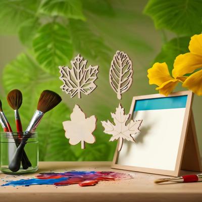 20PCS Hollow Out Leaf Piece Unfinished Wood Cutouts Maple Leaves Wooden Crafts Fall Leaves for Arts Crafts Decoration