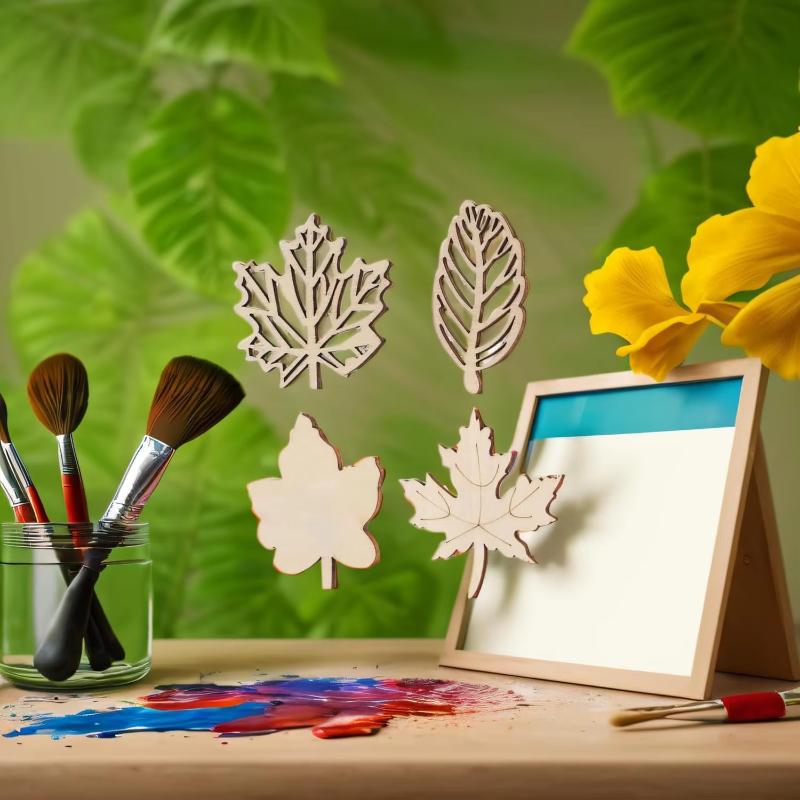 20PCS Hollow Out Leaf Piece Unfinished Wood Cutouts Maple Leaves Wooden Crafts Fall Leaves for Arts Crafts Decoration