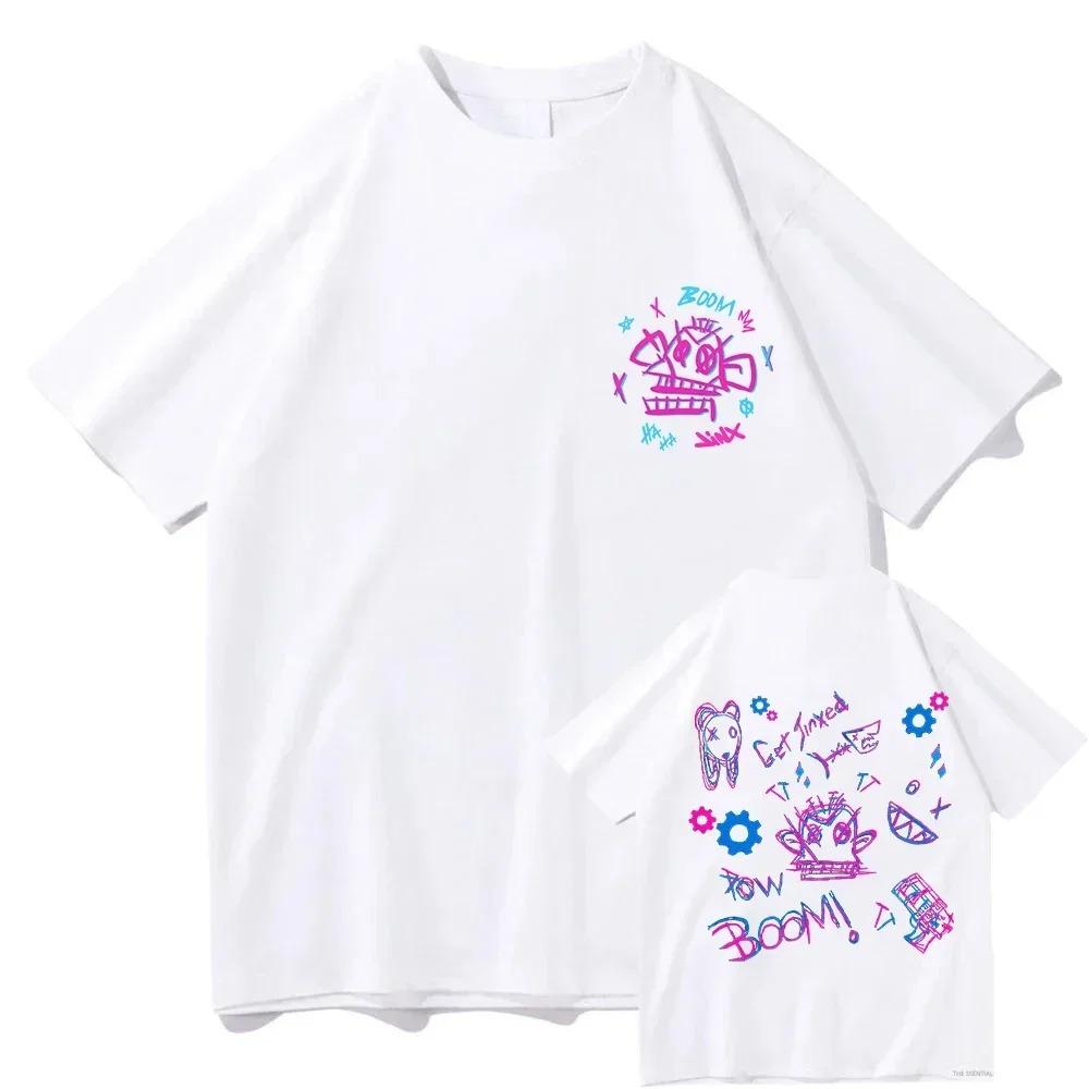 Arcane Jinx T Shirt Fashion Funny Cute Anime Bunny Monkey T-Shirt Unisex Summer Sport Jogging Short Sleeves Plus Size Loose soft