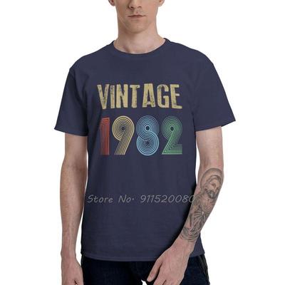Vintage 1982 Distressed Style Age Tshirts Unisex Casual Tee Top Cotton T Shirt Short Sleeve Birthday Gift Old Tshirts Clothes