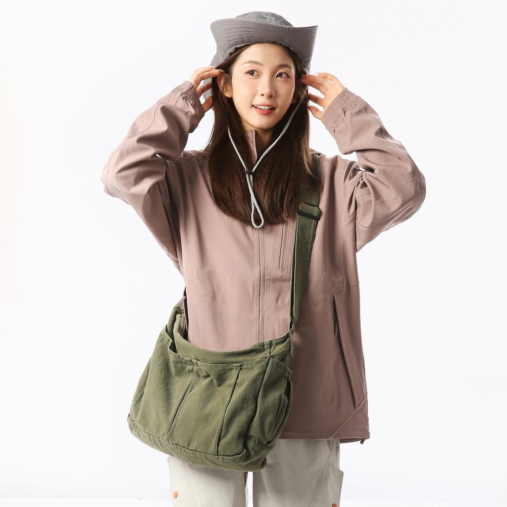 Washed Canvas Messenger Bag Female Retro Literary Lazy Wind Tote Bag College Student Commuting Shoulder Bag Mailman Bag Male