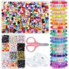 Perline Colorate per Creare Braccialetti, Kit Gioielli Fai da Te con Perline Miste, Perline con Lettere, Filo e Forbici