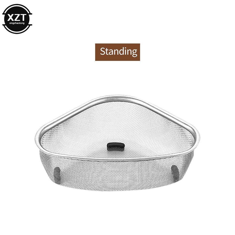 

Нержавеющая сталь Сливная корзина для кухонной раковины Треугольная еда Овощи Фильтр для яиц с кожурой Органайзер для хранения Кухонная полка Стеллаж для сушки